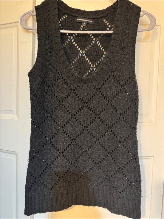Express Tops - Express Women's Charcoal Open-Knit Vest